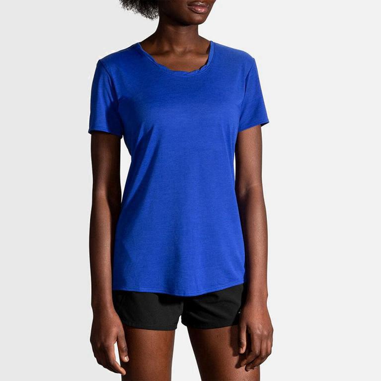 Brooks Distance Mujer Camisetas Manga Corta - Azules (5213GNIWY)